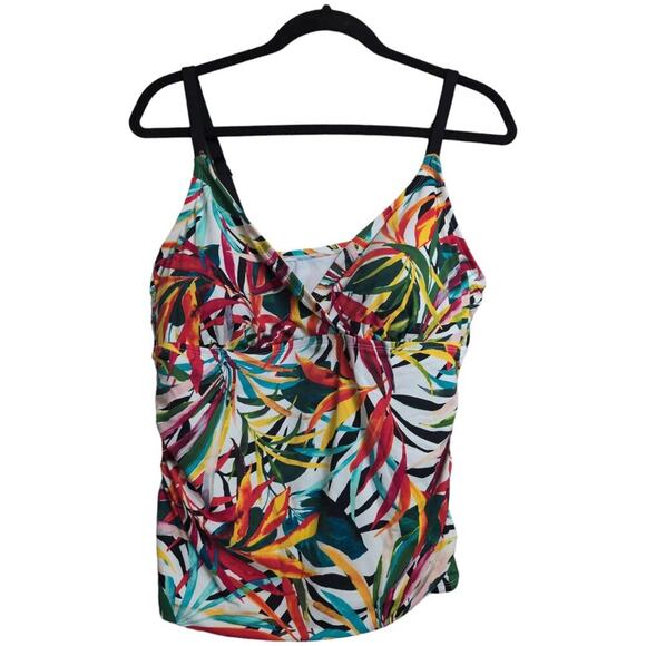 NWT Apt. 9 Batik Halter Tankini Top Multicolor Tropical Ruched Size 1X New - Picture 1 of 10